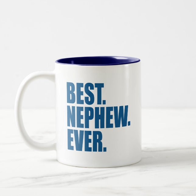 Best. Nephew. Immer.(Blau) Zweifarbige Tasse (Links)