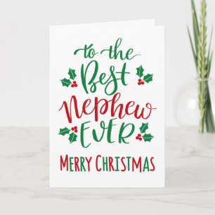Best Nephew je frohe Weihnachts-Typografie Karte