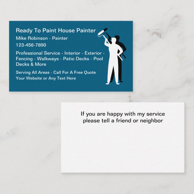 Best New House Painter Business Cards Visitenkarte (Vorne/Hinten)