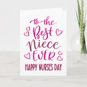 Best Niece je Nurses Day Typografie in Pink Karte