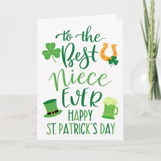 Best Niece je St Patrick's Day Typografie Karte (Vorderseite)