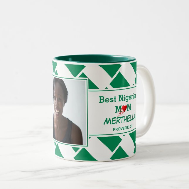BEST NIGERIAN MAMA Personalisiert NIGERIA Flag Fot Zweifarbige Tasse (VorderseiteRechts)