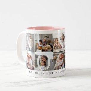 Best Nonna Ever, 10 Foto Grid-Geschenk für Oma Zweifarbige Tasse