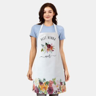 Best Nonna Ever   Trendy Burgundy Boho Floral Schürze