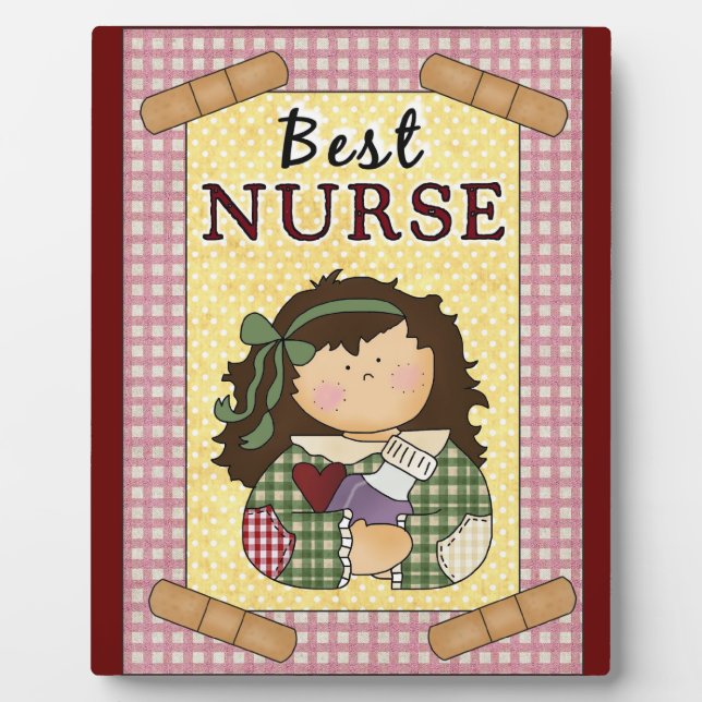 Best Nurse Cartoon Plaque Fotoplatte (Vorderseite)