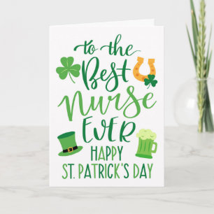 Best Nurse je St Patrick's Day Typografy Karte