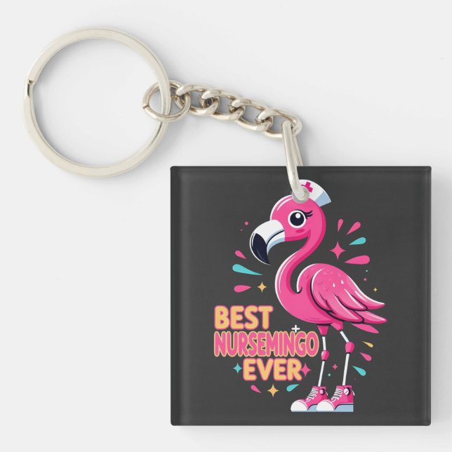 Best Nursemingo Ever Nurse Flamingo Lover Schlüsselanhänger (Vorderseite)