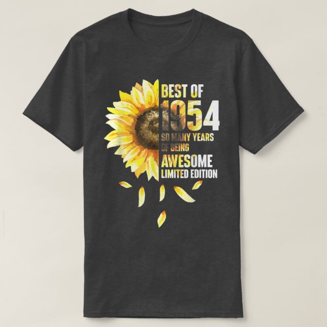 Best of 1954 Sonnenblumenjahr Geburtstag  T-Shirt (Design vorne)