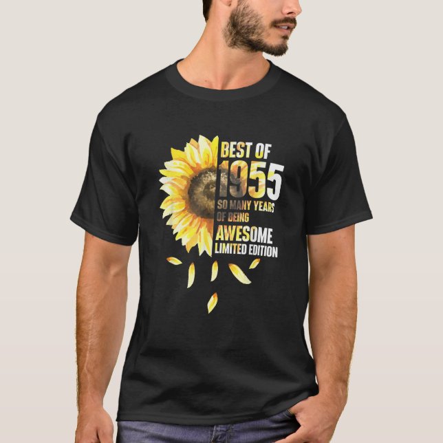 Best Of 1955 Sunflower Year Of Birth Birthday  T-Shirt (Vorderseite)