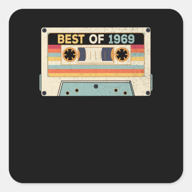 Best of 1969 Birthday Cassette Tape Quadratischer Aufkleber (Vorderseite)