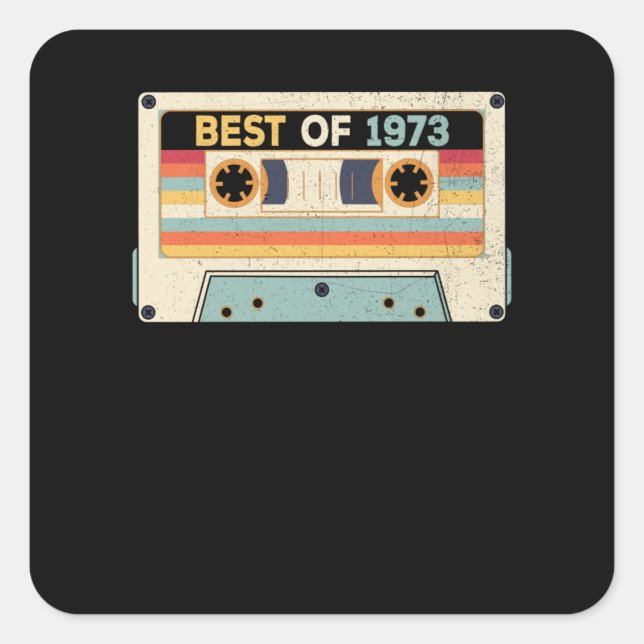 Best of 1973 Birthday Cassette Tape Quadratischer Aufkleber (Vorderseite)
