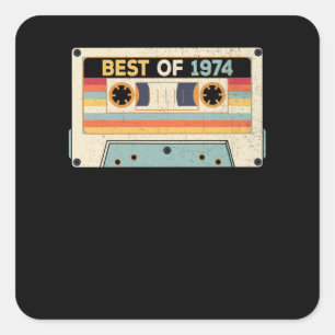 Best of 1974 Birthday Cassette Tape Quadratischer Aufkleber