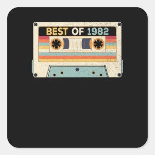 Best of 1982 Birthday Cassette Tape Quadratischer Aufkleber