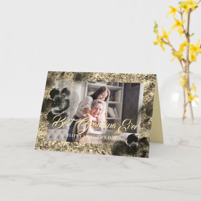 Best Oma jemals Custom Mother's Day Foto Golden Karte (Gelbe Blume)