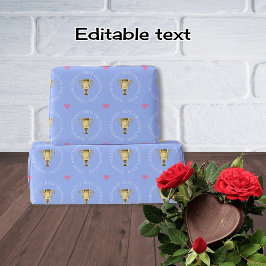 Best Oma Trophy Custom Text Blue Geburtstag Geschenkpapier