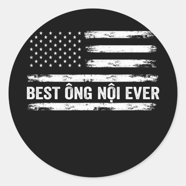 Best Ong Noi je USA Flag Vietnamesisch Opa Runder Aufkleber (Vorderseite)