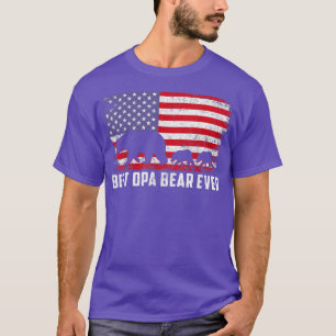 Best Opa Bear je USA American Flag Vatertag T-Shirt