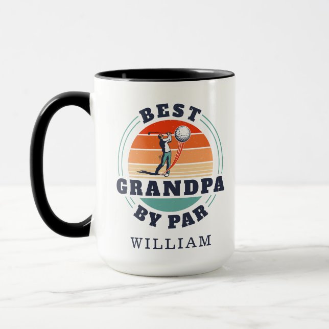 Best Opa by Par Retro Golfspielen Personalisiert Tasse (Links)