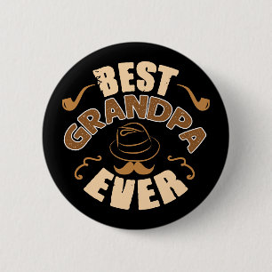 Best Opa Ever - Hut und Pipe Illustration Button