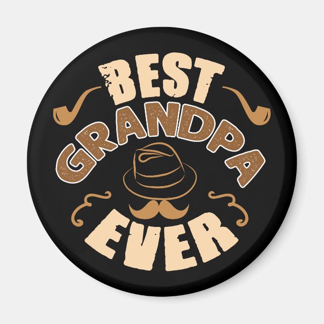 Best Opa Ever - Hut und Pipe Illustration Magnet (Vorne)