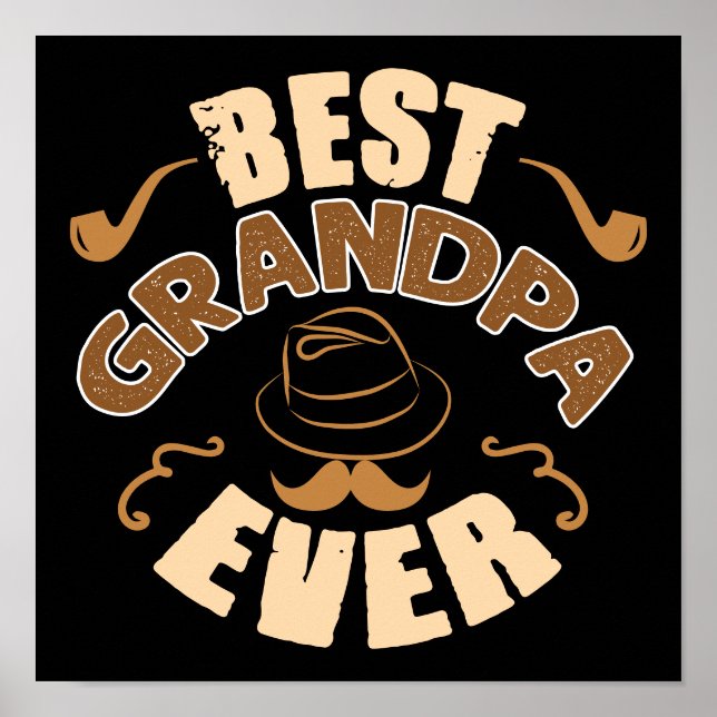 Best Opa Ever - Hut und Pipe Illustration Poster (Vorne)