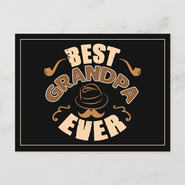 Best Opa Ever - Hut und Pipe Illustration Postkarte (Vorderseite)