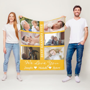 Best Opa je Custom Fotos Großkinder Name Fleecedecke
