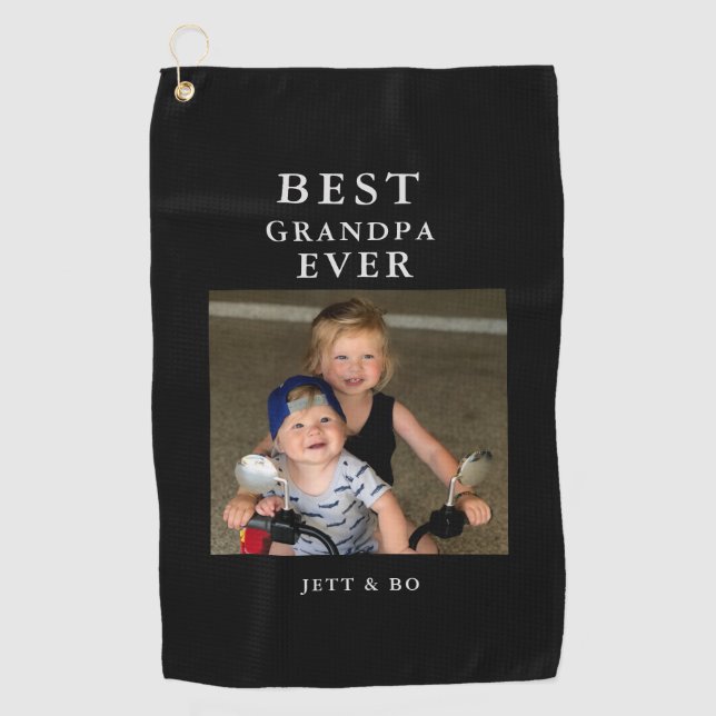 Best Opa je Foto kundenspezifisch Golfhandtuch (Vorderseite)