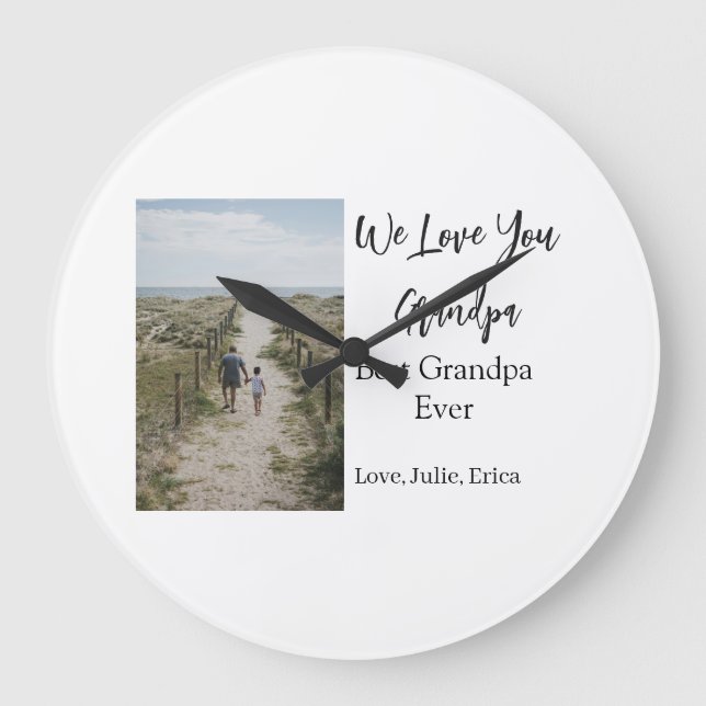Best Opa jemals Großeltern Foto Geschenke Klassike Große Wanduhr (Vorderseite)