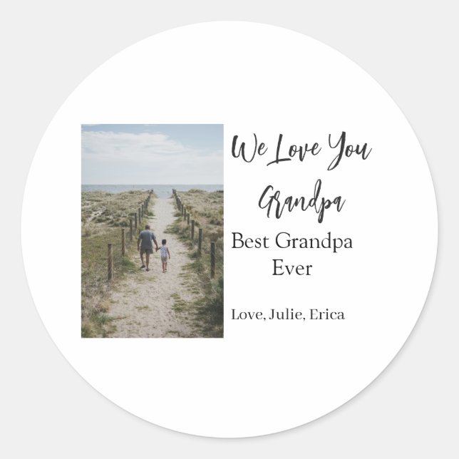 Best Opa jemals Großeltern Foto Geschenke Klassike Runder Aufkleber (Vorderseite)