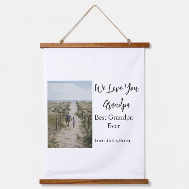 Best Opa jemals Großeltern Foto Geschenke Klassike Wandteppich Mit Holzrahmen (Vorderseite)