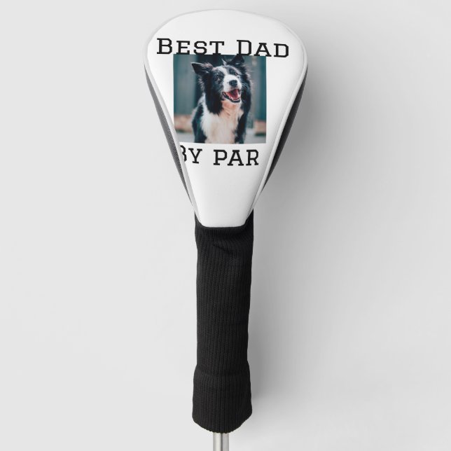 Best Papa by Par Hund Haustier Foto modern einfach Golf Headcover (Vorderseite)