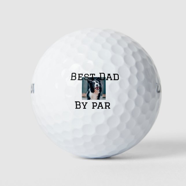 Best Papa by Par Hund Haustier Foto modern einfach Golfball (Vorderseite)