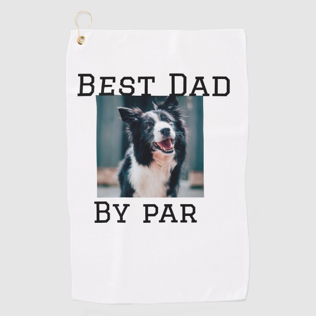 Best Papa by Par Hund Haustier Foto modern einfach Golfhandtuch (Vorderseite)