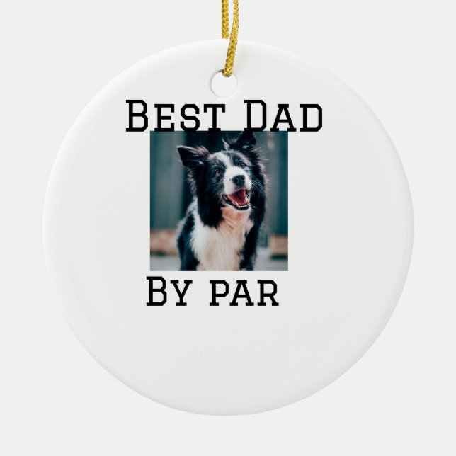 Best Papa by Par Hund Haustier Foto modern einfach Keramik Ornament (Vorne)
