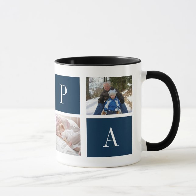 Best Papa Ever – Custom 4-Photo Collage Mug Tasse (Rechts)