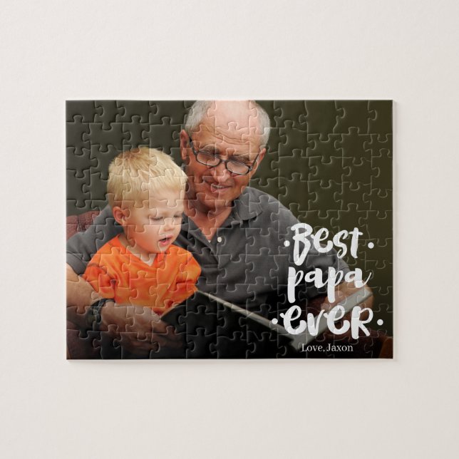 Best Papa Ever Custom Photo From Grandchild Puzzle (Horizontal)