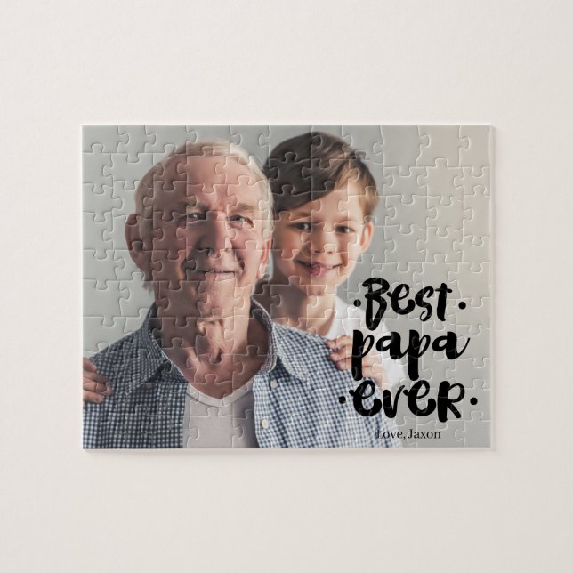 Best Papa Ever Custom Photo Gift From Grandchild Puzzle (Horizontal)