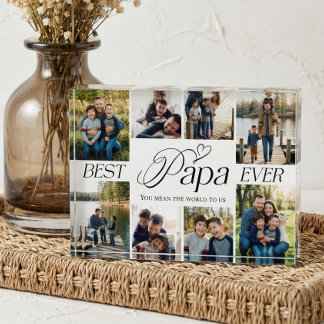 Best Papa Ever Heart Family Photo Collage keepsake Fotoblock