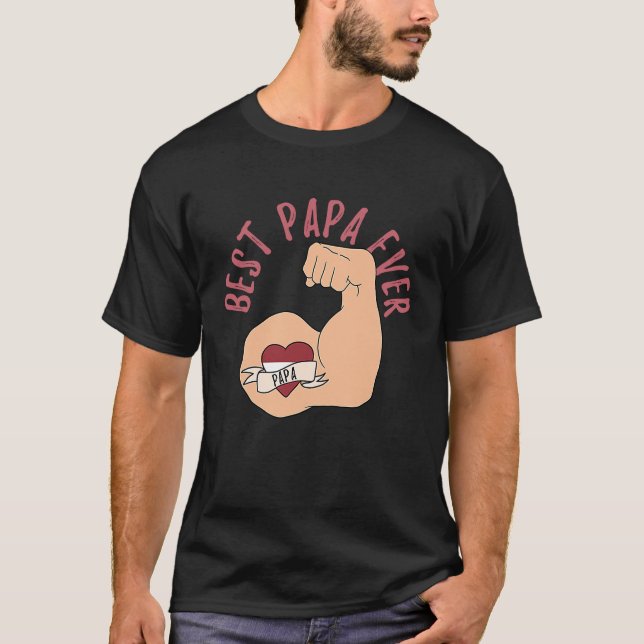 Best Papa Ever Latvian Dad Fathers Day T-Shirt (Vorderseite)