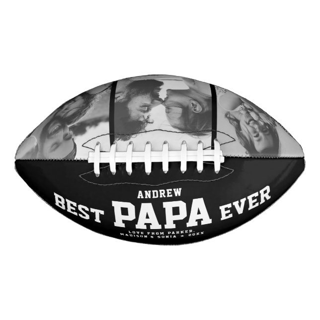 BEST PAPA EVER Moderner Cooler Schwarz-Weiß-Trend Football (Vorderseite)