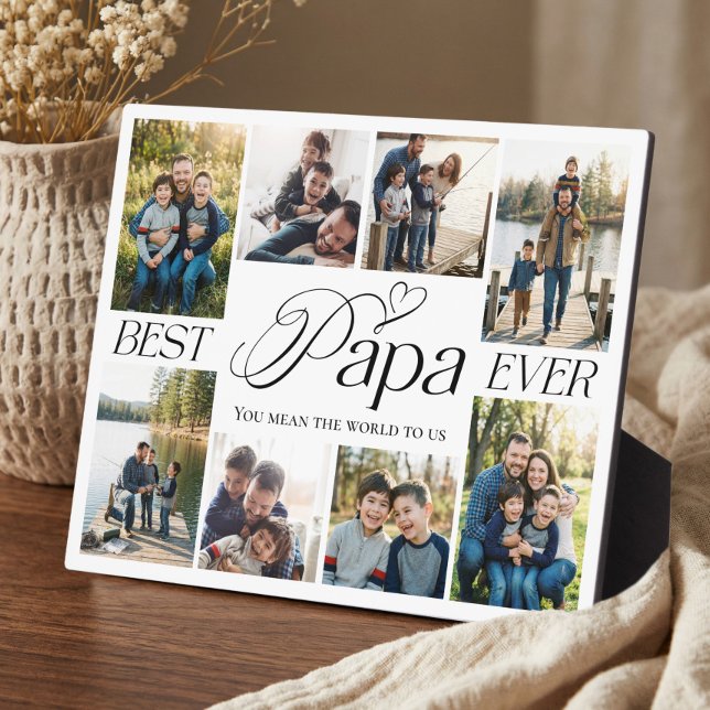 Best Papa Ever Personalized Photo Collage keepsake Fotoplatte (Best Papa Ever Personalized Photo Collage keepsake Plaque)