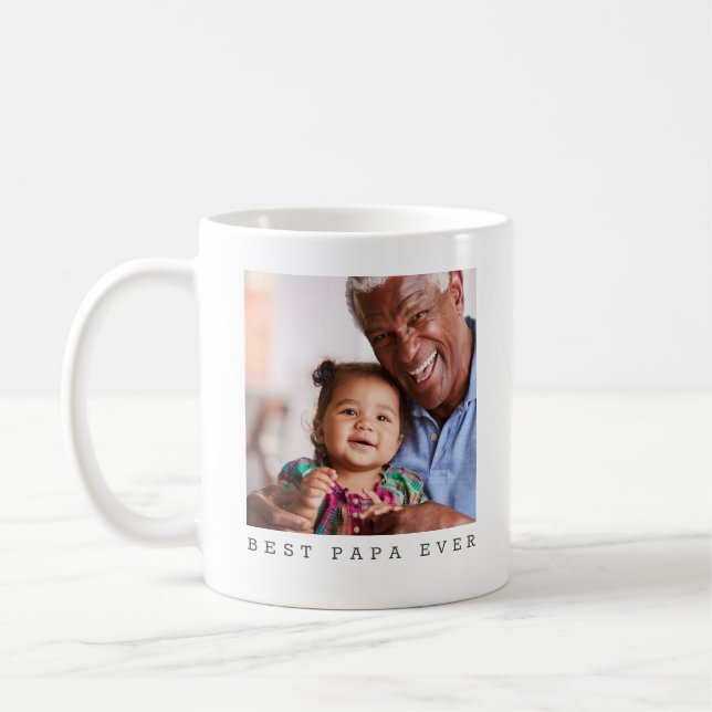 Best Papa Ever Two Photo Personalized Kaffeetasse (Links)