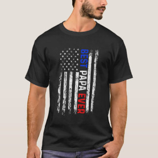 Best Papa je Patriotic American Flag Father's Da T-Shirt