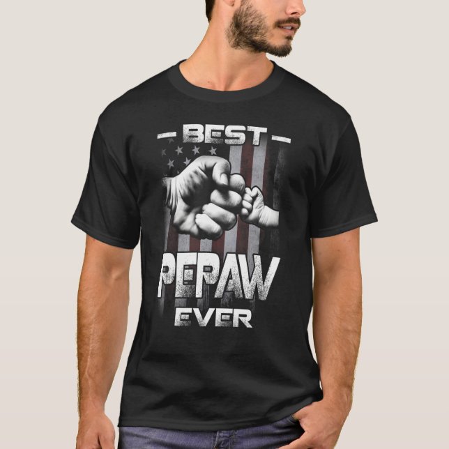 Best Pepaw Ever Fist bump USA Flag Father's Day T-Shirt (Vorderseite)