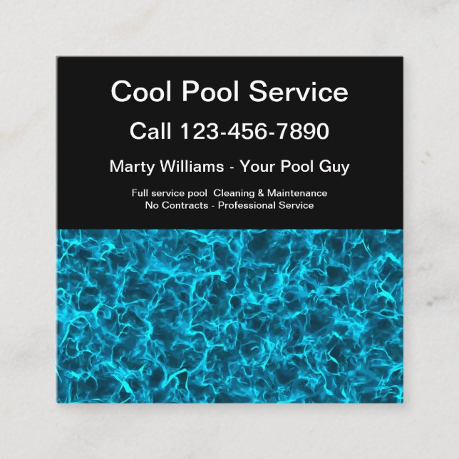 Best Pool Service Pool Water Business Cards Quadratische Visitenkarte (Vorderseite)