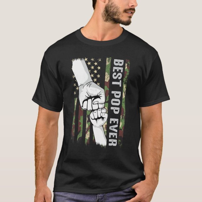 Best Pop Ever Fist Pump With US American Flag Fath T-Shirt (Vorderseite)