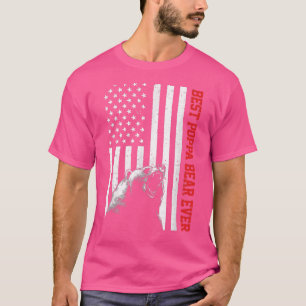 Best Poppa Bear Ever USA American Flag Father's Da T-Shirt