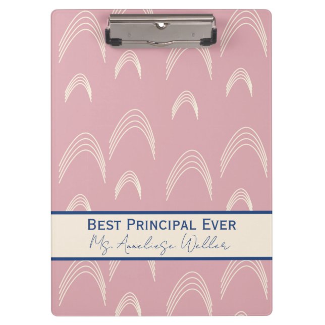 Best Principal Ever Personalized Boho Rainbow Klemmbrett (Vorderseite)