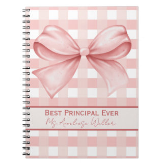 Best Principal Ever Personalized Gingham Bow Notizblock